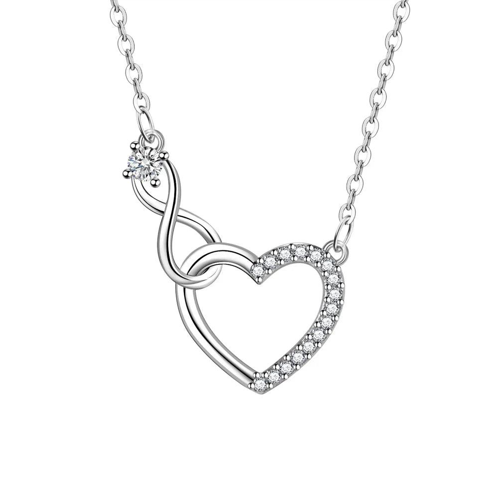 925 Sterling Silver Zircon Heart Interlocking Retro Necklaces For Women Neck Chain Luxury Quality Jewelry Accessories Vera Lux