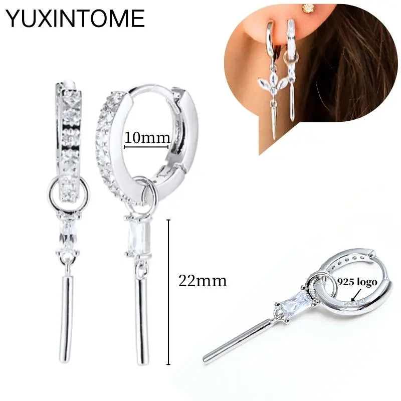 925 Sterling Silver Ear Needle Fashion Hoop Earrings White Crystal Luxury Women's Silver Earrings Wedding Women's Jewelry Gift Vera Lux