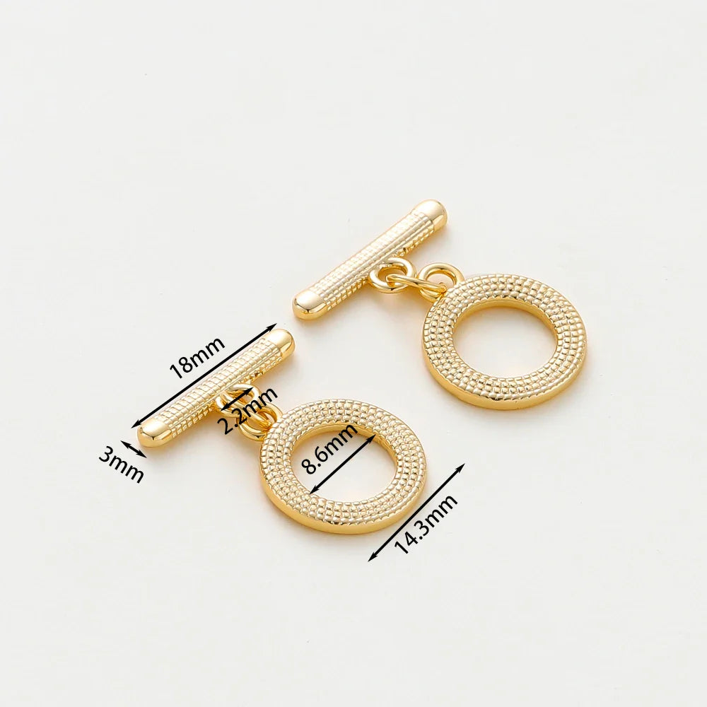 4 Sets 14K/18K Gold Color Plated Brass O Toggle Clasps Connector for DIY Bracelet Necklace Jewelry Making Findings Accessories Vera Lux