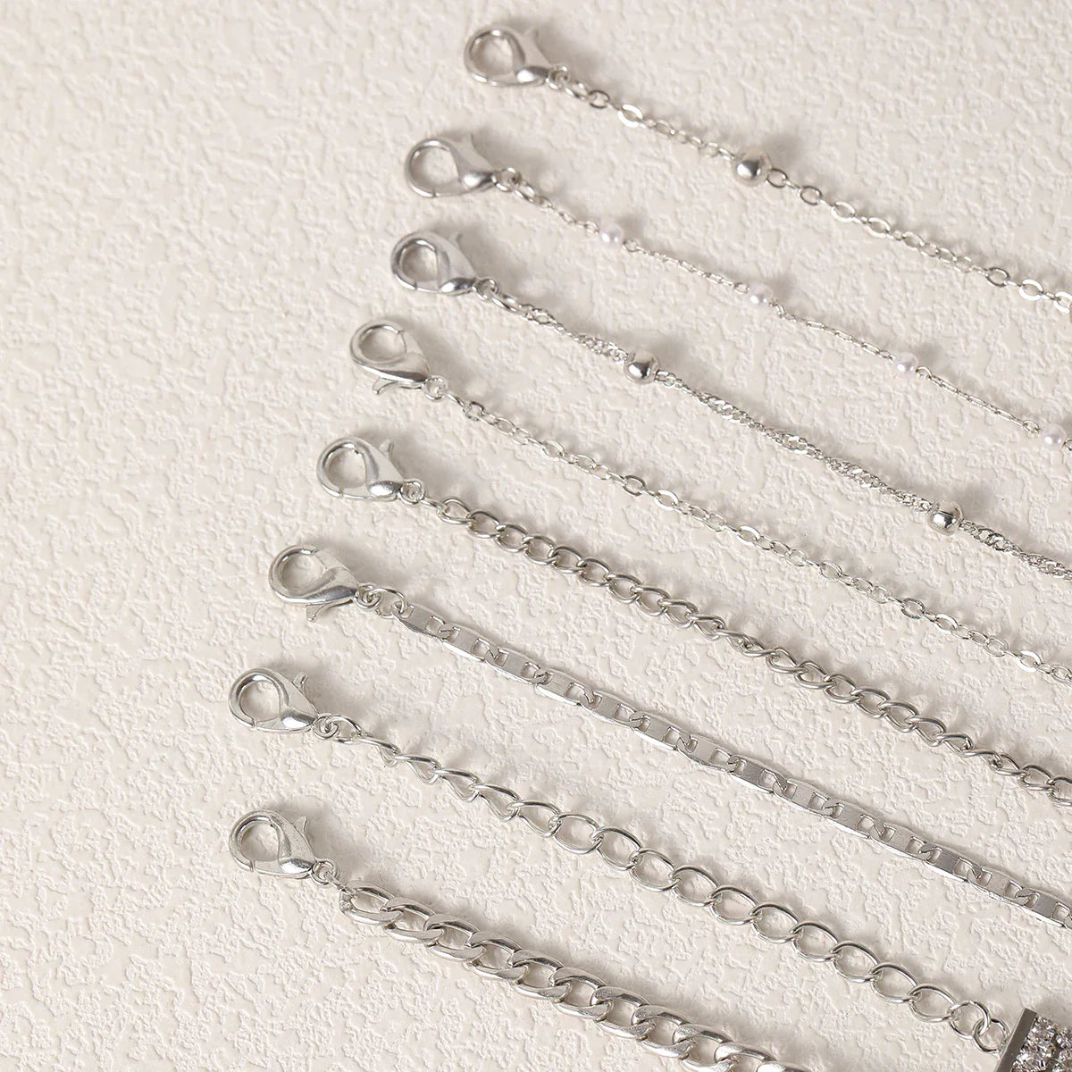 8pcs Fashion Women Stainless Steel Bracelet Stackable for Women, Thin Herribone Chain Bracelet Waterproof Gold Plated Jewelry Vera Lux