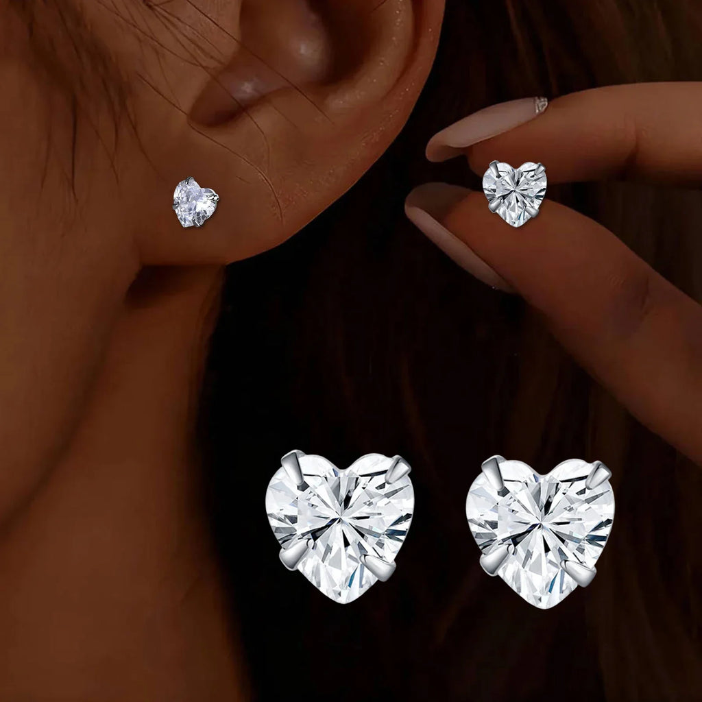 S925Silver Love zircon earrings for women, fashionable and simple ins, heart shaped earrings, personality and temperament Vera Lux