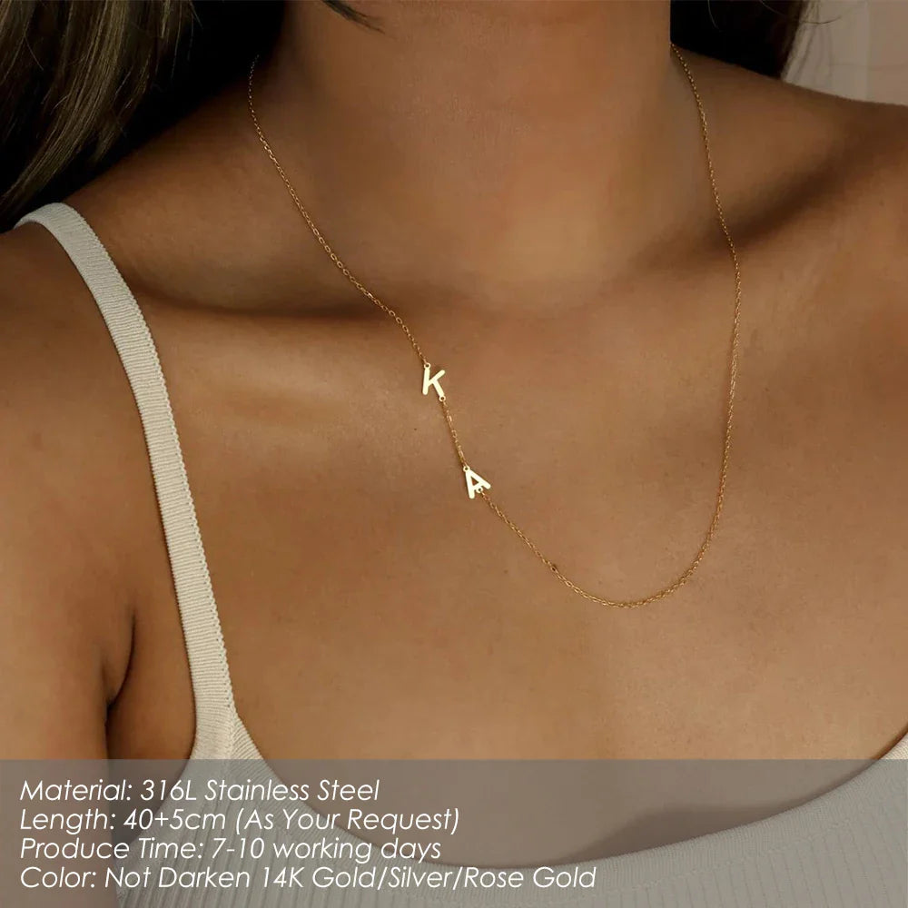 SUNIBI Custom Name Necklace for Woman 26 Letter Plain Pendant Choker Charm Patchwork Gold Color Necklace Women Fine Jewelry Gift Vera Lux