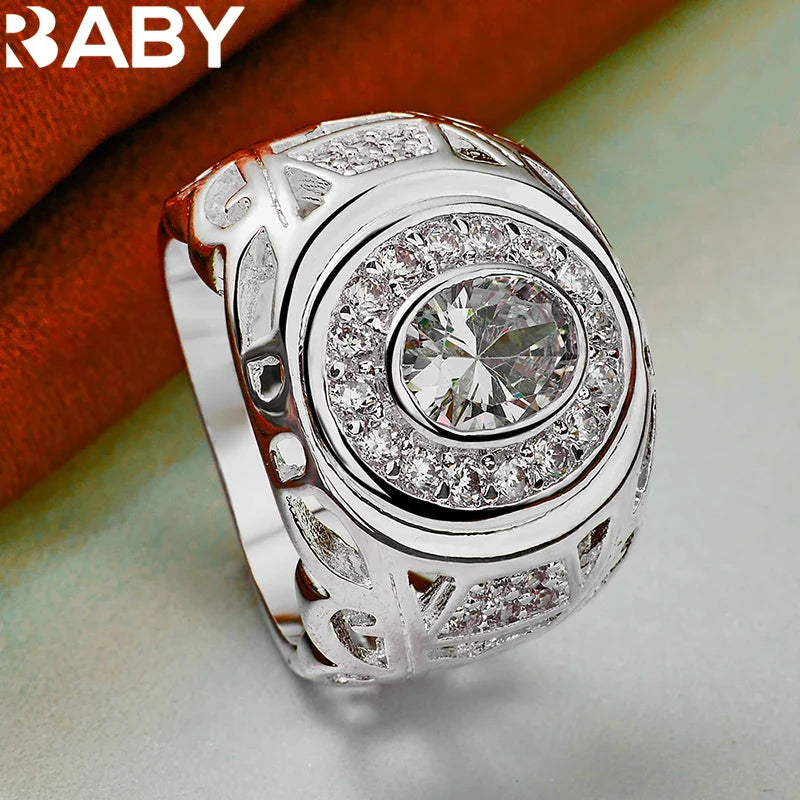 925 Sterling Silver 6-10 Size Rings For Women Man Round Large Zircon Ring Fashion Wedding Engagement Charms Party Fine Jewelry Vera Lux