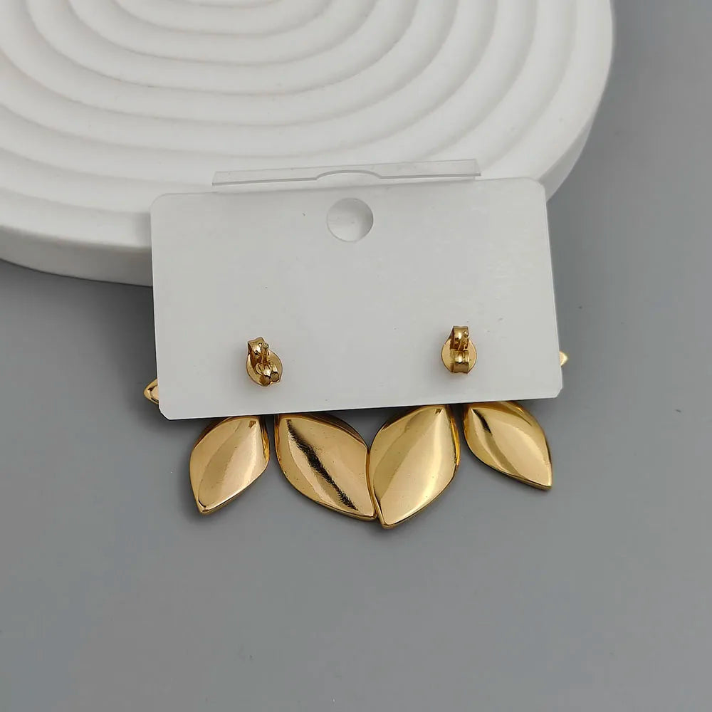 Creative heavy metal pentagonal star leaves stainless steel earrings, waterproof and rusty-free women's earrings, party jewelry Vera Lux