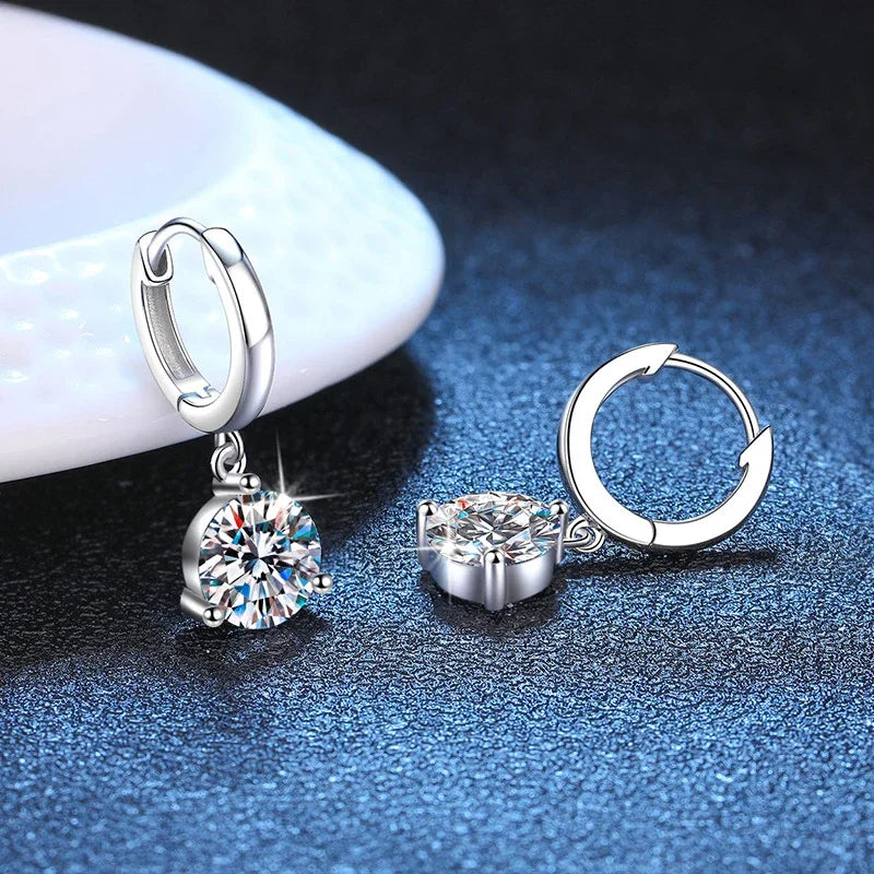 NeeTim 2ct Moissanite Earrings100% S925 Sterling Silver Orginal Drop Earring Wedding Bride Jewelry with Certificate for Women Vera Lux