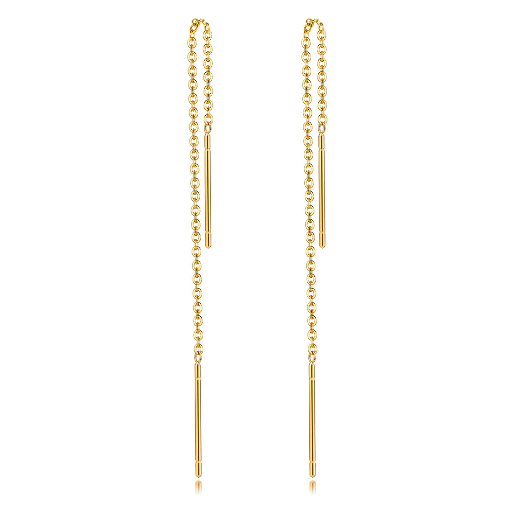 Long Threader Earrings for Women, Thin Linear Earring,Stainless Steel Chain Drop Ear Line , Fashion Korean Jewelry Vera Lux