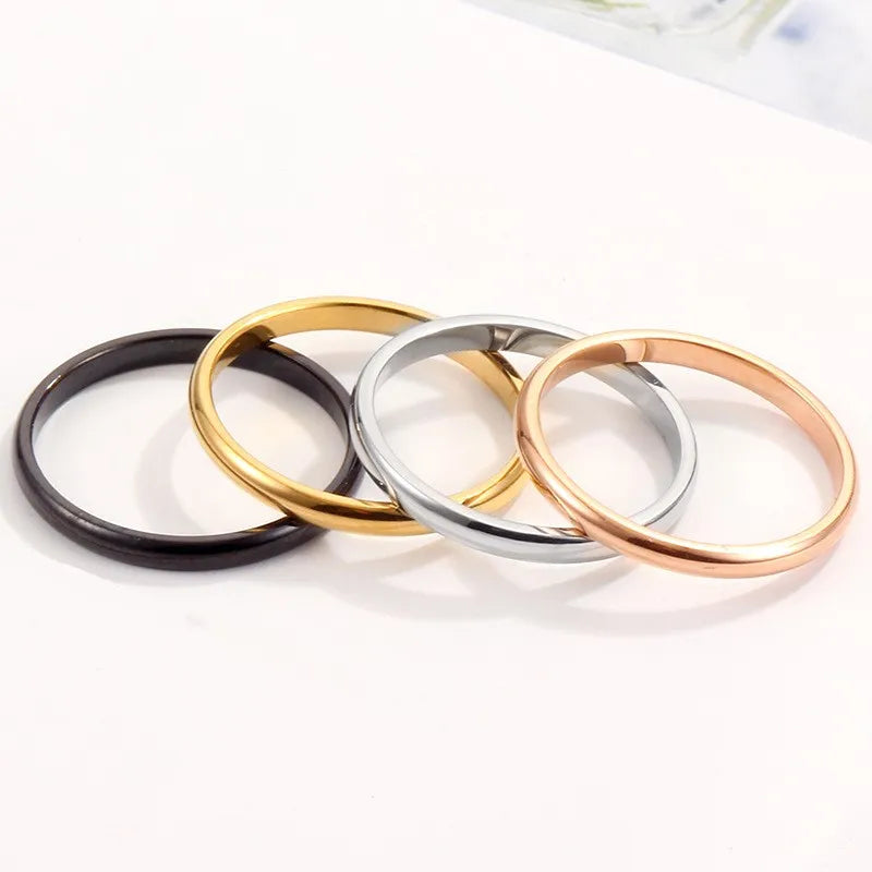 2mm Thin Stackable Ring Stainless Steel Plain Band Knuckle Midi Ring for Women Girl Size 3-12 Vera Lux