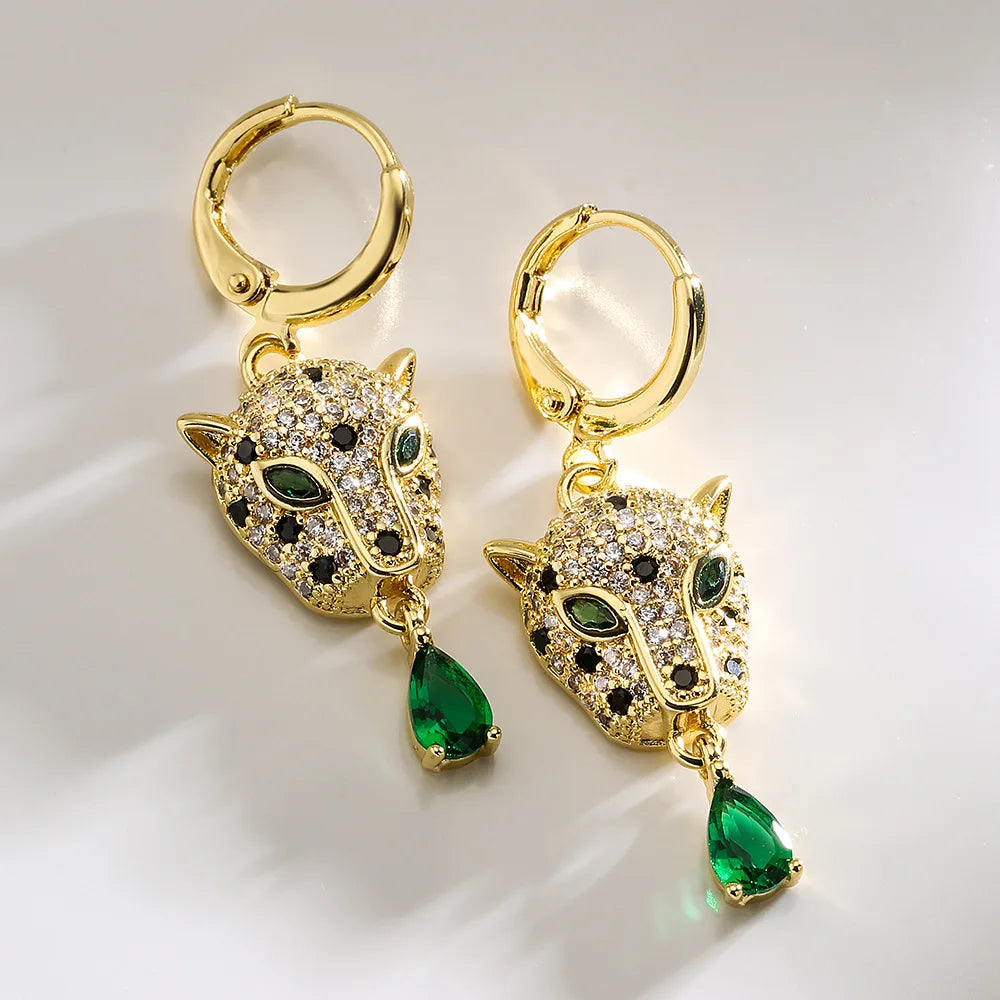 NEWBUY Fashion Gold Color Animal Dangle Earrings For Women Unique Design Leopard Earring Statement Female Party Jewelry Vera Lux