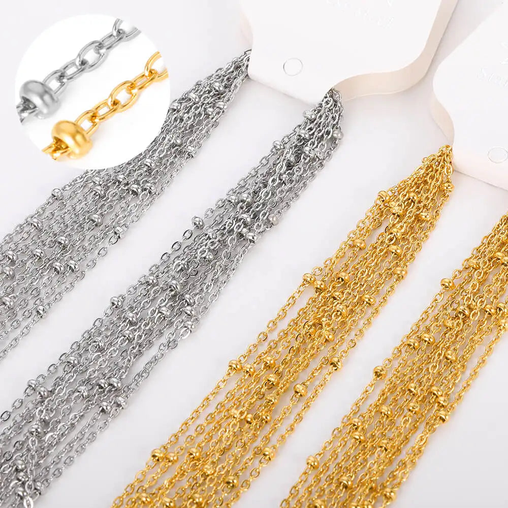 10pcs/set Stainless Steel Gold Color Necklace For Women 45cm Chain DIY Jewelry Accessories Making Materials Handmade Supplies Vera Lux