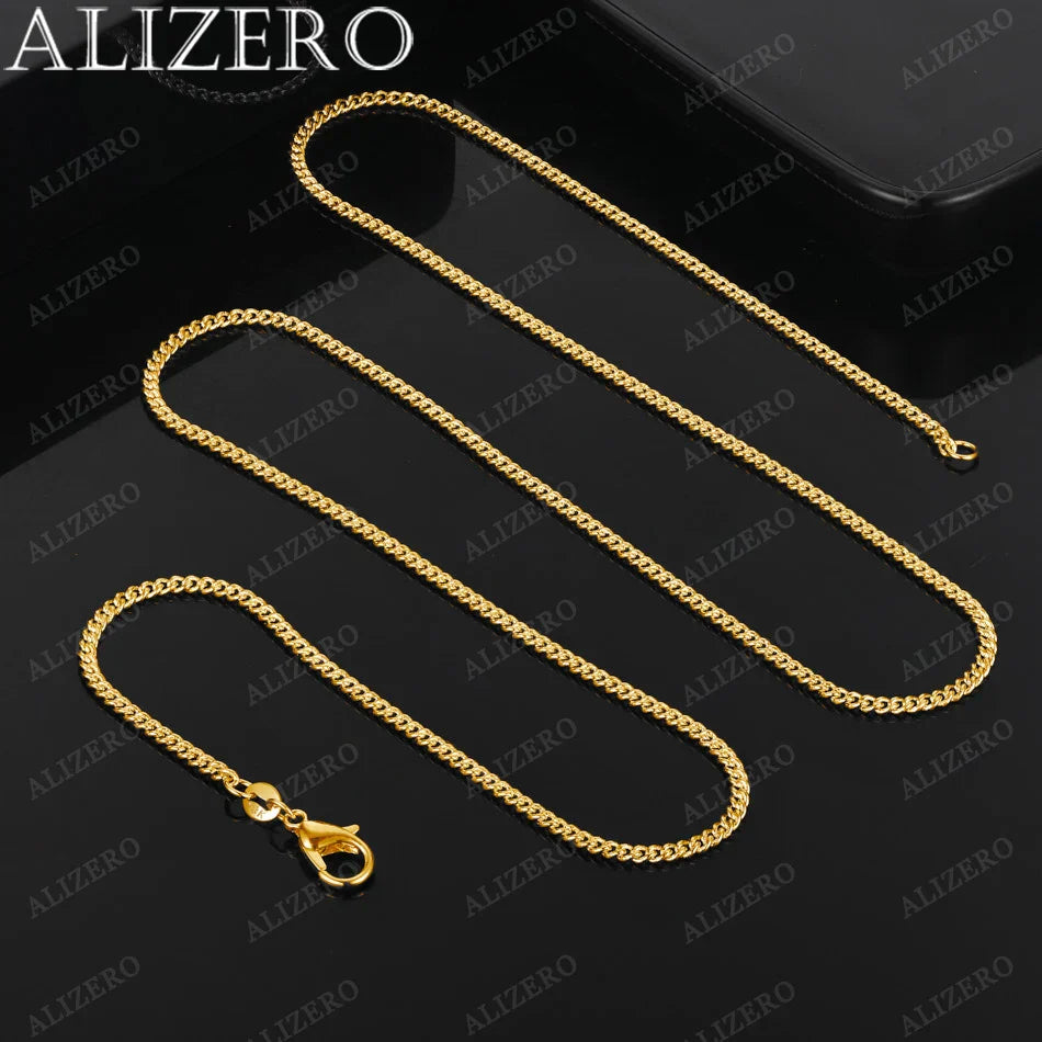 ALIZERO 18K Gold Necklace 16/18/20/22/24/26/28/30 Inch 2mm Base Chain Necklaces For Women Man Fashion Fine Jewelry Wholesale Vera Lux