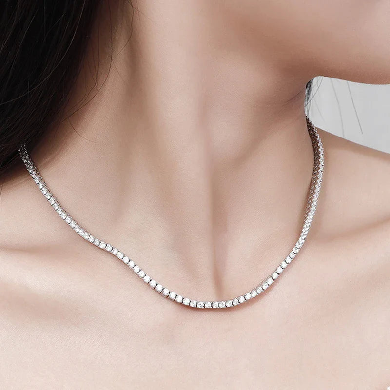 NeeTim 2.5mm Full Moissanite Tennis Necklace 925 Sterling Silver with Gold Plated Necklaces Neck Chain Fine Jewelry for Women Vera Lux