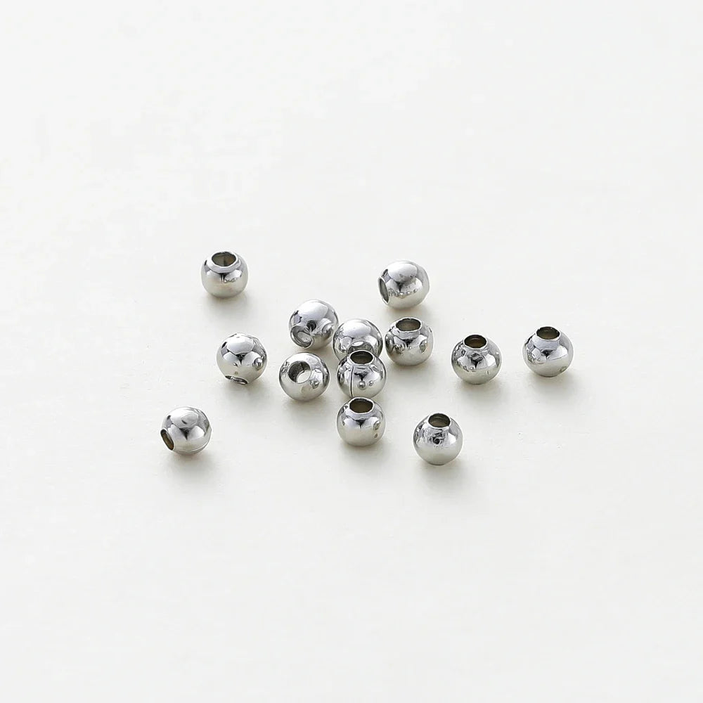 30-100Pcs 14K/18K Gold Color Plated Brass 2/2.5/3/4/5/6mm Spacer Beads for Jewelry Making Beads Accessories Findings Wholesale Vera Lux