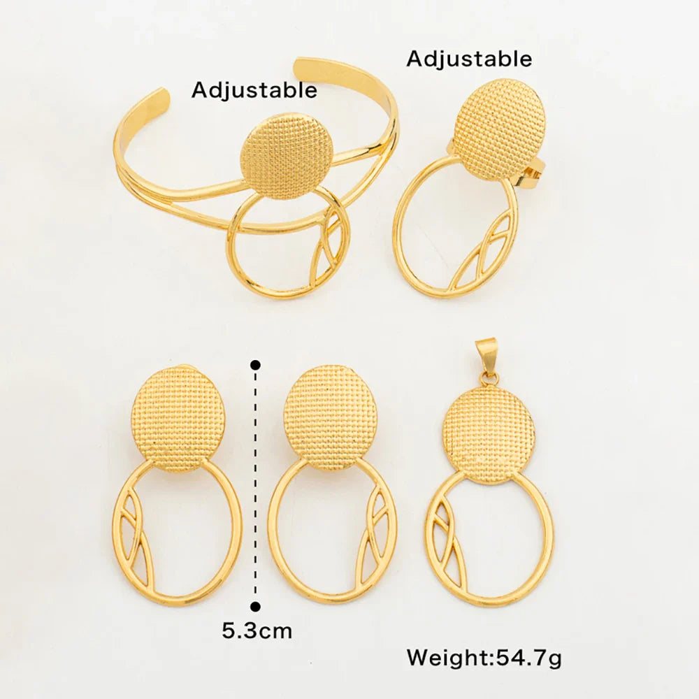 Luxury Earrings with Ring Jewelry Set for Party 18k Gold Color Clip Earrings and Finger Ring 2Pcs Set for Weddings Bridal Gifts Vera Lux