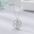 1pc Heart Shaped Four Leaf Clover Pendant Necklace Jewelry Zircon Women Love Clavicle Chain Gifts Openable ChokerJewelry Vera Lux