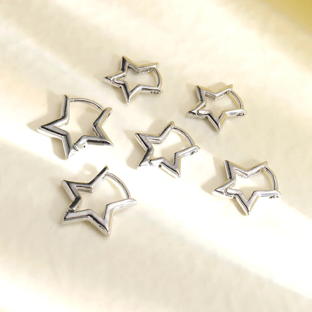 3 Pairs/set Punk Geometric Star Hoop Earrings for Women Simple Gold Color Copper Metal Circle Huggie Earrings New Unisex Jewelry Vera Lux