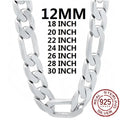 Solid 925 Sterling Silver Necklace For Men Classic 12mm Cuban Chain 18-30 Inch Charm High Quality Fashion Jewelry Wedding Vera Lux