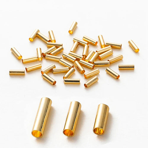 100pcs14K 18K Gold Plated Brass Noodle Tube Cylinder Straight Beads 5 6 7mm Spacer Loose Beads For DIY Bracelet Jewelry Making Vera Lux