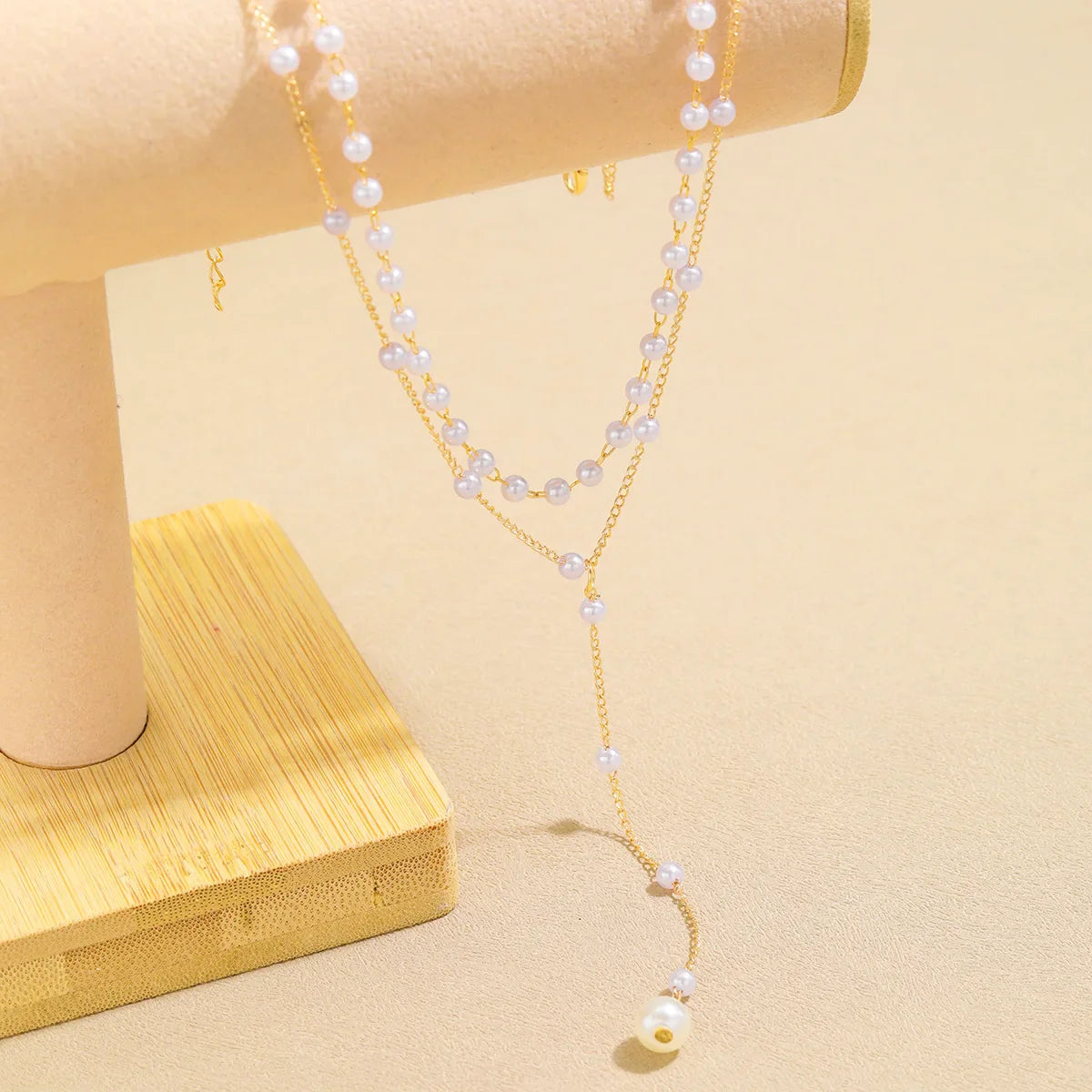 Korean Fashion Imitation Pearl Double Layered Choker Big Ball Bead Pendant Tassel Necklace Women's Sexy Party Body Jewelry Vera Lux