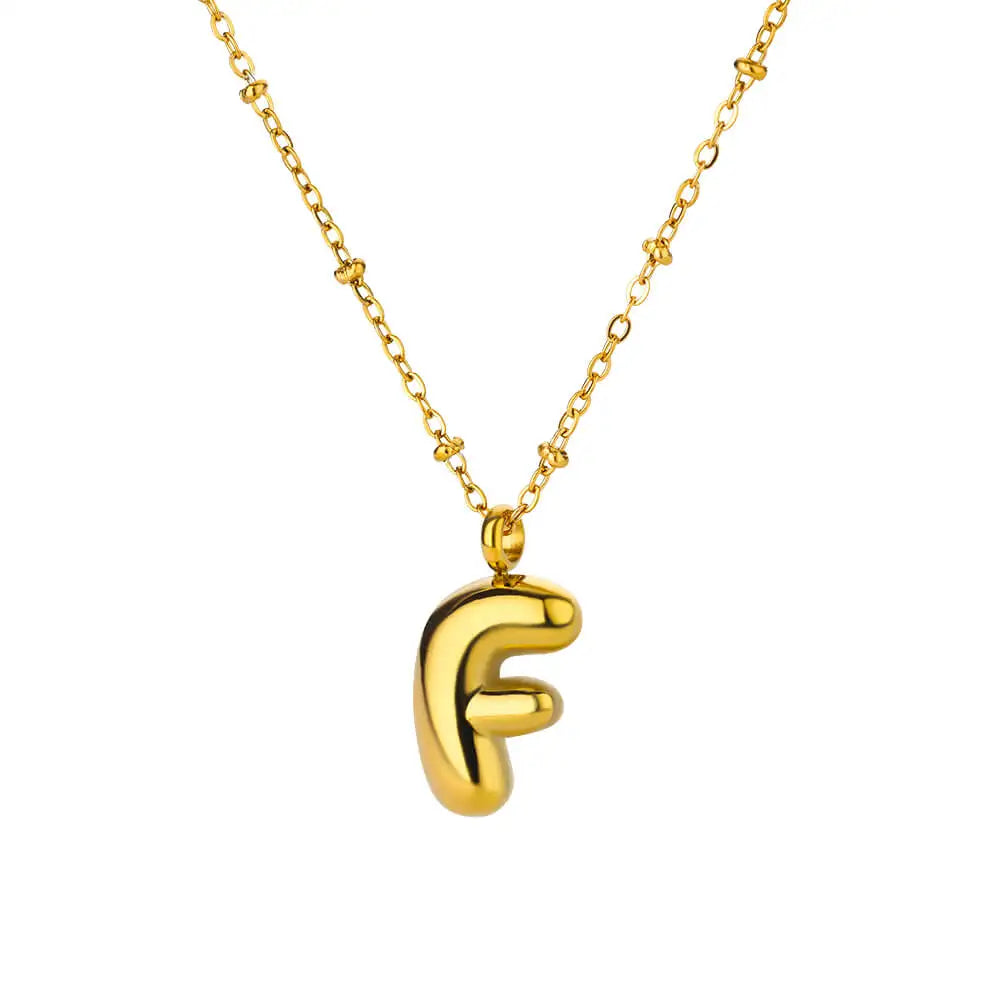 Vintage Initial Letter Necklaces For Women Stainless Steel Chain Collar Pendant Necklace 2024 New Wedding Couple Jewelry Gift Vera Lux