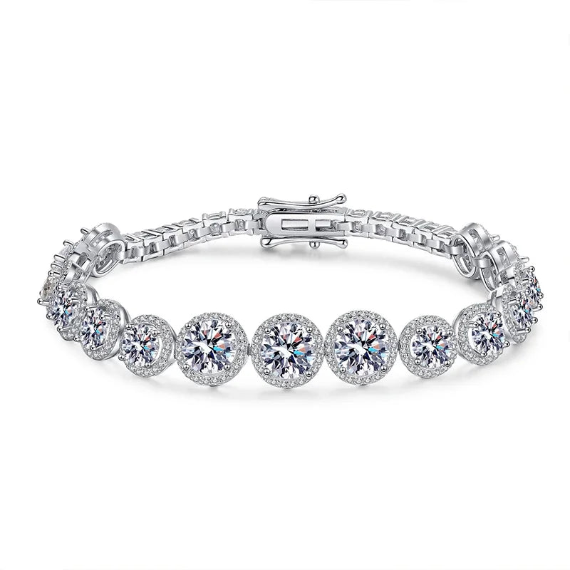 NeeTim D Color Moissanite Tennis Bracelet 925 Sterling Silver with White Gold Plated Shiny Bracelets Chian for Women Wholesale Vera Lux