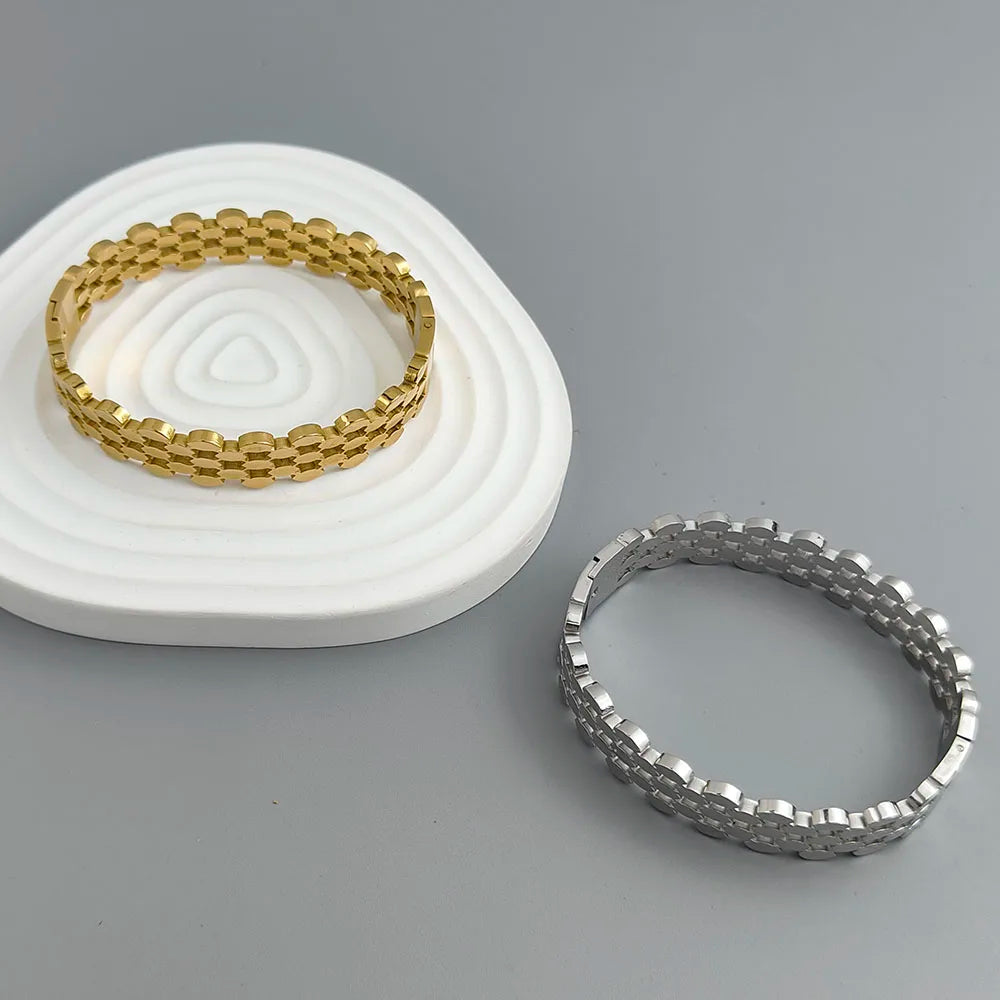 New honeycomb hollow gold-plated stainless steel bracelet, high quality waterproof silver bracelet, couple jewelry Vera Lux