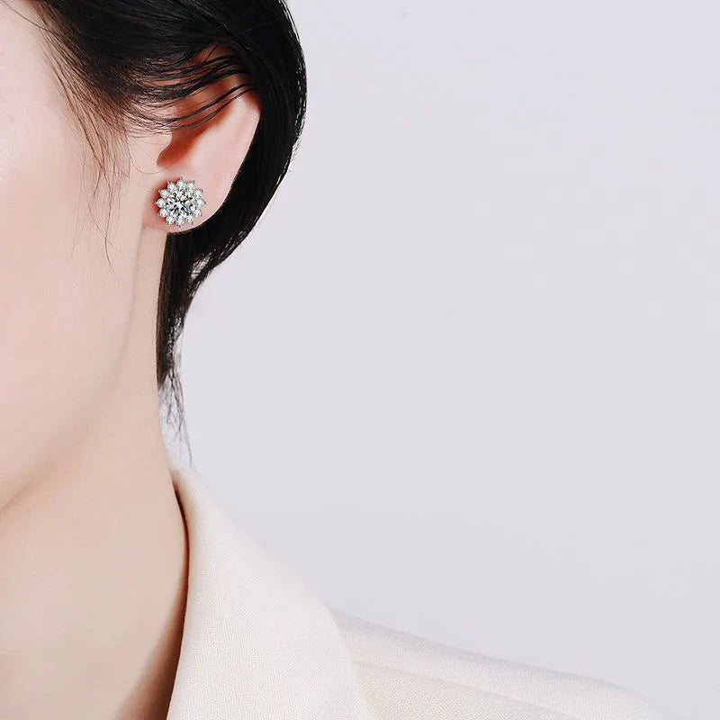 NeeTim 1CT Moissanite Earring For Women Girl 925 Sterling Silver Sparkling Diamond Ear Studs Wedding Engagement Jewelry Gift Vera Lux