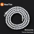 NeeTim Moissanite Tennis Necklace 3 Claw 925 Sterling Silver Plated 18k White Gold Sparkling Lab Diamond Necklaces for Women Vera Lux