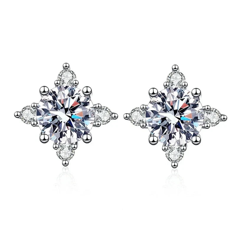 NeeTim 1ct 6.5mm D Color Moissanite Earrings 925 Sterling Silver  with White Gold Plated Stud Earring Wedding Jewelry for Women Vera Lux
