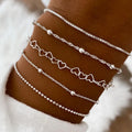 5/15 Pcs Set Silver Color Chain Bead Bracelets for Women Simple Elegant Vacation Beach Party Casual Jewelry Versatile Daily Wear Vera Lux