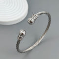 Wire twisted double ball zirconia stainless steel gold plated 18K bracelet, high quality waterproof silver jewelry, couple gift Vera Lux