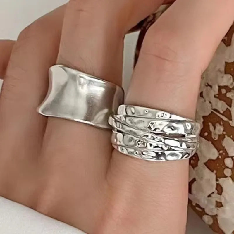 925 Sterling Silver Ring For Women Jewelry Wide Simple Open Vintage Handmade Ring Allergy For Party Birthday Gift Vera Lux