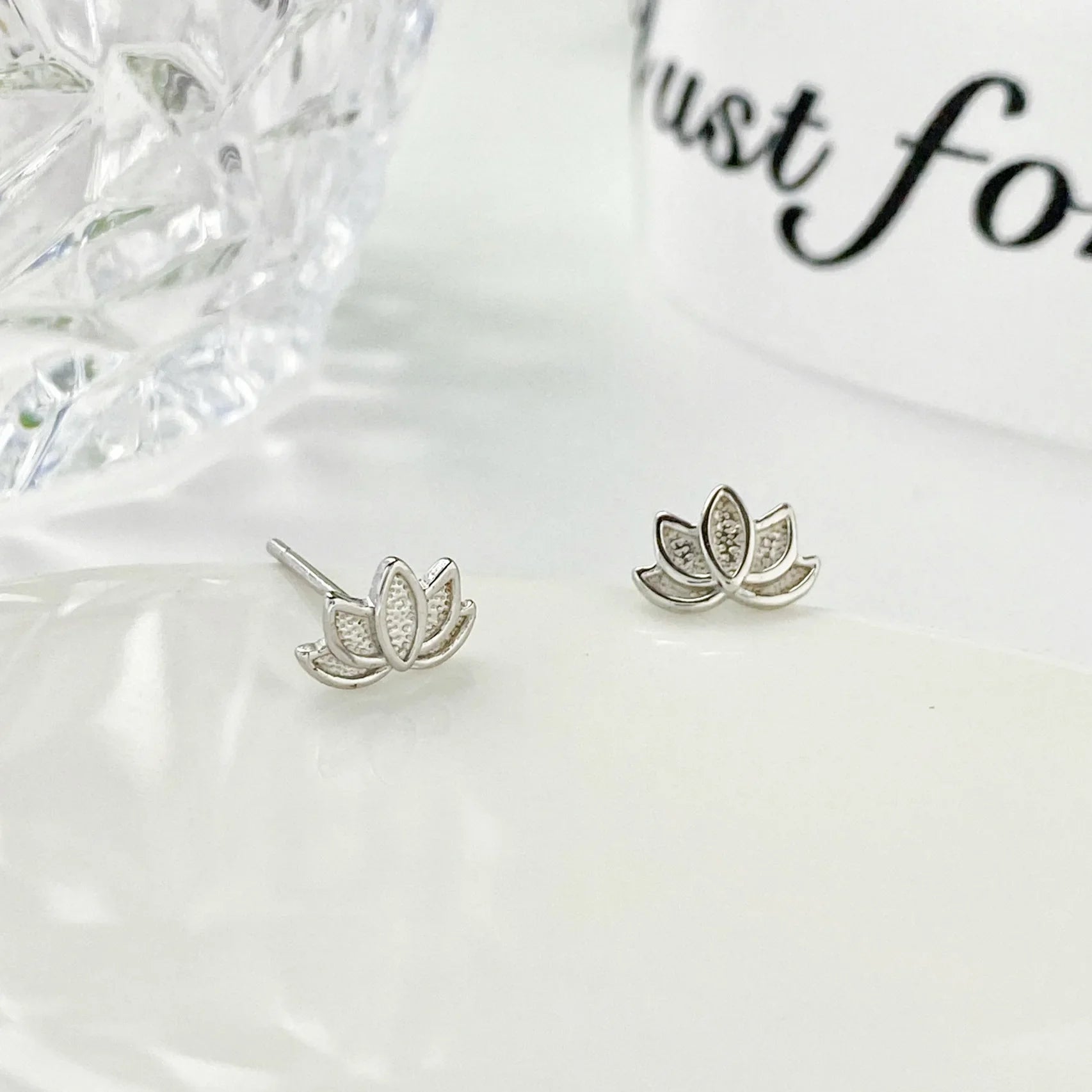 S925Silver Forest style lotus earrings, lotus earrings for women, simple, fresh, niche design, cute and artistic Vera Lux