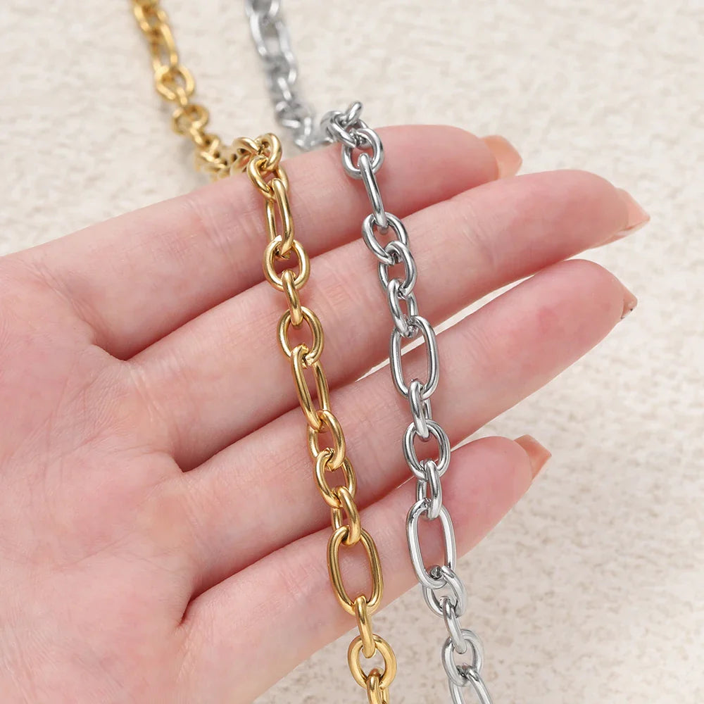 1Meter/Pack 304 Stainless Steel Knot Gold Steel Color Handmade Chains for DIY Necklace Bracelets Jewelry Making Accessories Vera Lux