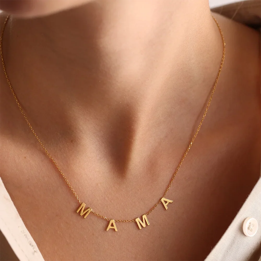 Dainty Mama Necklace Gold Color Stainless Steel Waterproof Choker Mama Letters Nameplate Necklaces Jewelry Gift For Mom And Wife Vera Lux