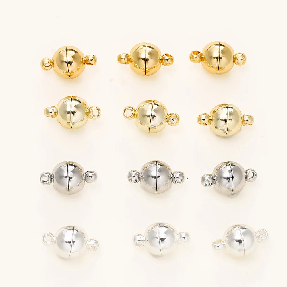 4/6pcs/pack 8*14MM 14K/18K Gold Plated Brass Magnetic Bracelet Clasp Beads for Handmade DIY Jewelry Making Accessories Vera Lux