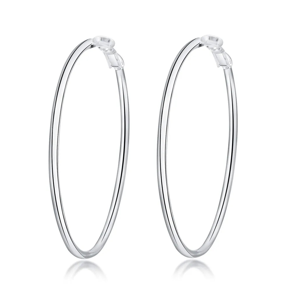 925 Sterling Silver Big Circle Round 5/6/7/8 cm Hoop Earrings For Women Wedding Ring Earring Luxury Quality Jewelry Accessories Vera Lux