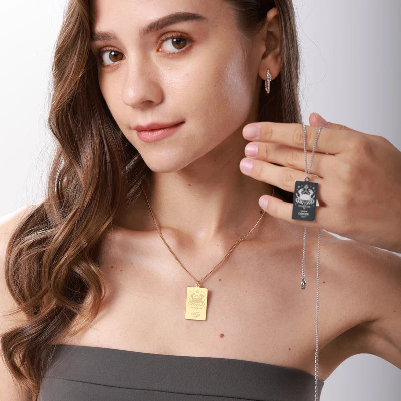 Stainless Steel Zodiac Sign Necklace For Women Vintage Constellation Libra Pendant Chain Collar Aesthetic 2024 New Trend Jewelry Vera Lux