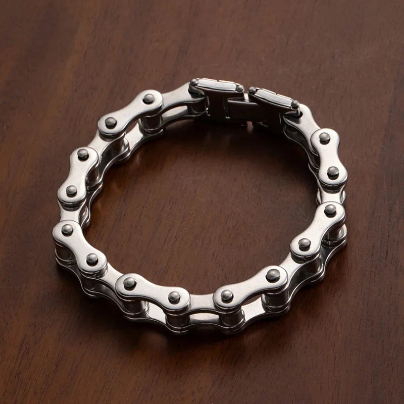 1Pcs Men's Stainless Steel Bracelet Creative Imitation Bicycle Chain Bracelet Trendy Punk Style Daily Wear Accessories Vera Lux