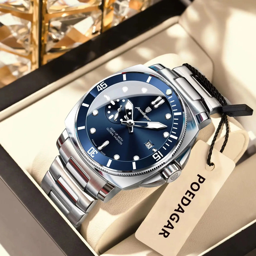 POEDAGAR Top Fashion Luxury Watch For Men Waterproof Luminous Date Men's Watches Stainless Steel Business Quartz Male Wristwatch Vera Lux