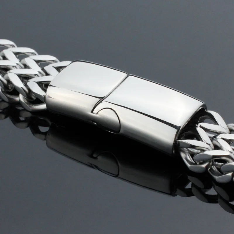 Stainless Steel Bracelet Braided Double Row Front Rear Fish Scale Alloy Magnetic Buckle Bracelet with Keel Jewelry New Model Vera Lux