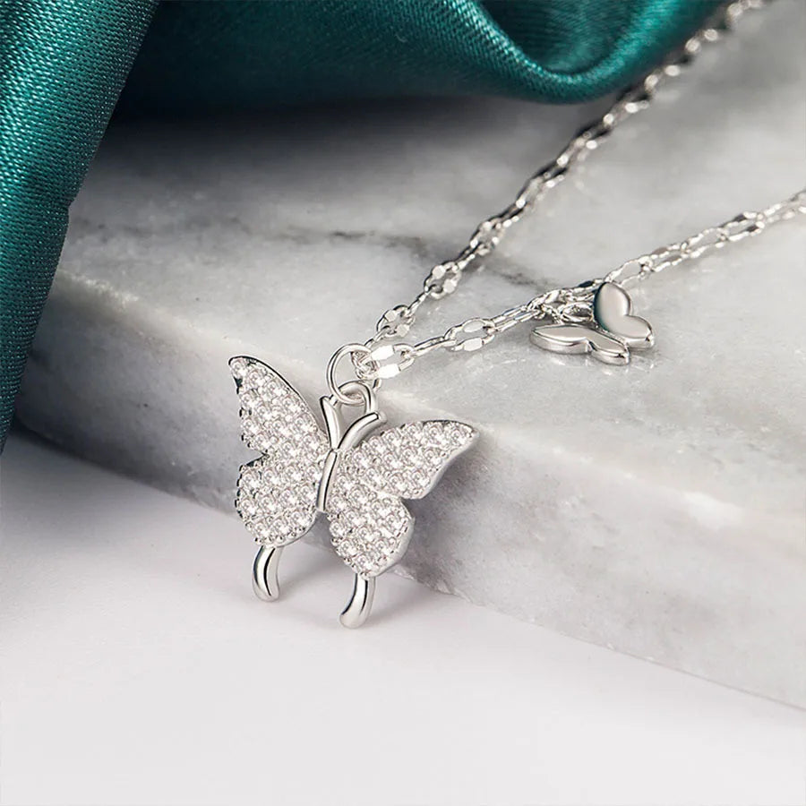 925Silver Butterfly necklace for women in summer, niche, versatile, exquisite, luxurious, high-end, collarbone chain Vera Lux