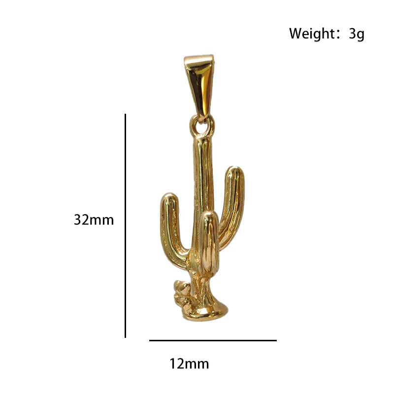 Trendy Gold - Plated Stainless Steel Cactus Pendant Necklace for Men & Women - Non - Fading, Ideal Gift, Fashion Jewelry Vera Lux