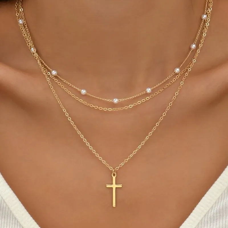 Korean Fashion Imitation Pearl Double Layered Choker Big Ball Bead Pendant Tassel Necklace Women's Sexy Party Body Jewelry Vera Lux