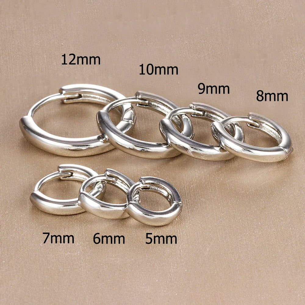 2PCS Stainless Steel Minimal Crystal Zirconia Hoop Earrings Gold Silver Color Small Huggie Cartilage Earring Piercing Jewelry Vera Lux