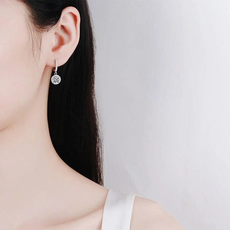 NeeTim 0.5ct 1ct D Color Moissanite Drop Earrings Orginal 925 Sterling Silver Earring for Women Sparkling Wedding Luxury Jewelry Vera Lux
