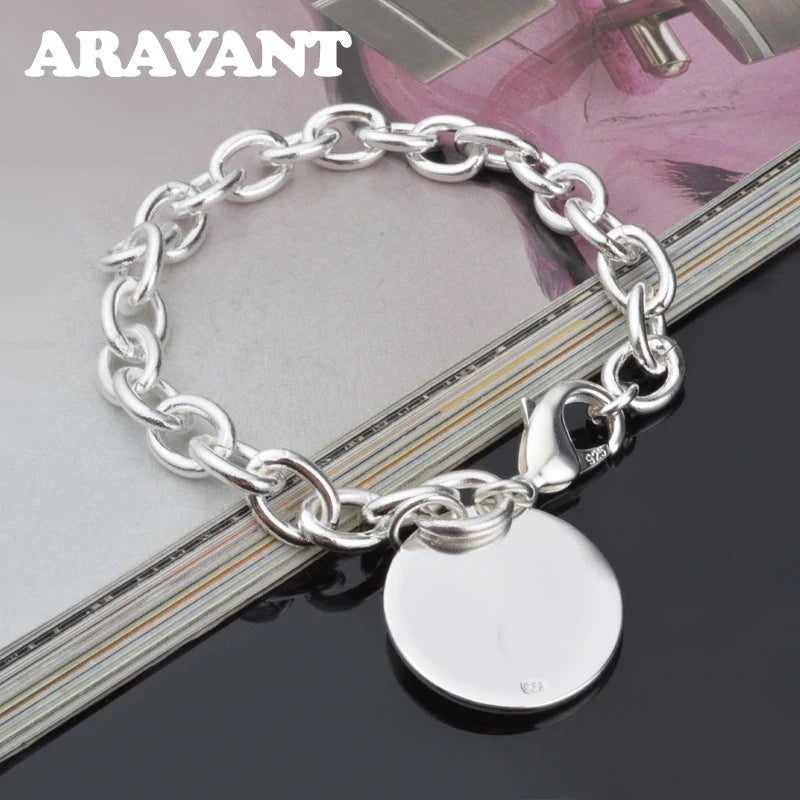 Aravant 925 Silver Round Bracelet Chains For Women Fashion Wedding Jewelry Accessories Vera Lux