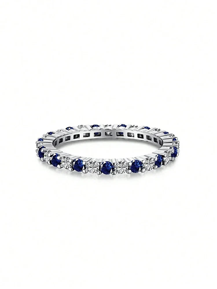 925 Sterling Silver Fashion Shiny 1.4mm Full Zircon Stackable Plain Ring For Women Daily Party Personalized Fine Jewelry Vera Lux