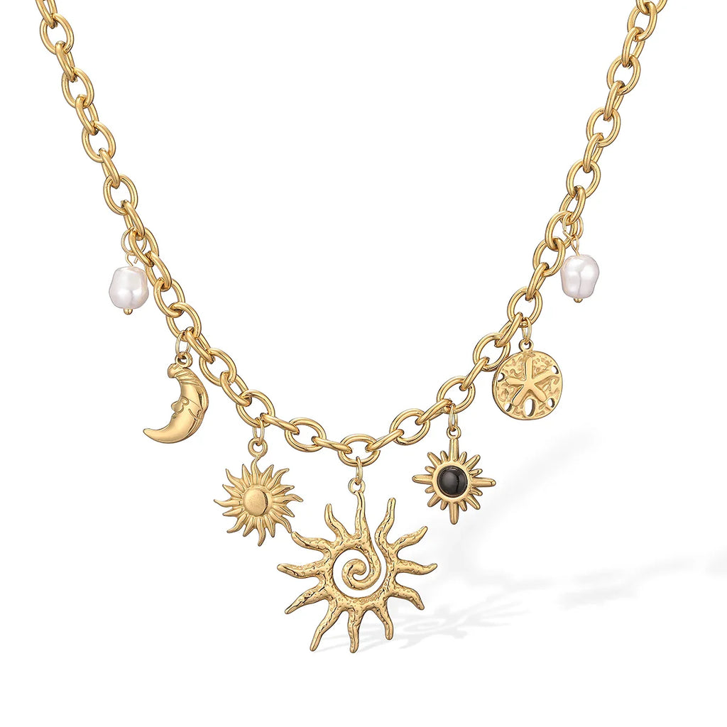 NEWBUY 2025 Fashion Gold Color Stainless Steel Jewelry Non-Fading Bohemian Style Choker Necklaces For Women Summer Accessories Vera Lux