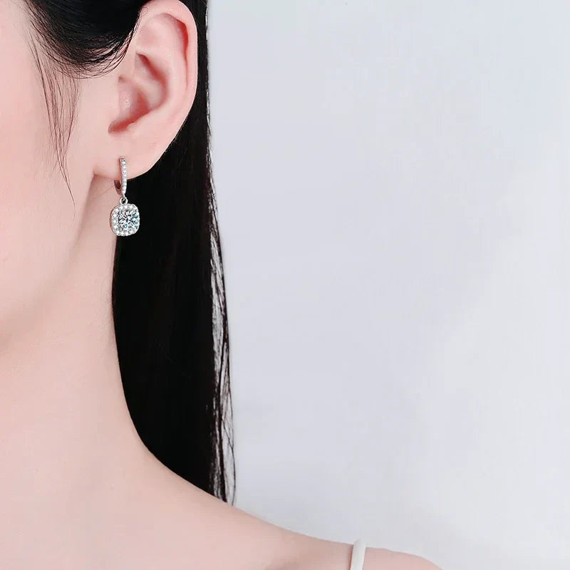 NeeTim 2 Carat Moissanite Drop Earrings for Women S925 Sterling Silver Sparkling Lab Diamond Earring Women's Wedding Jewelry Vera Lux