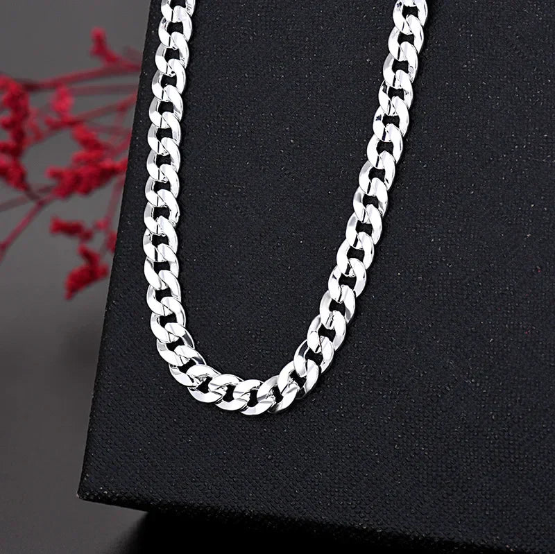 Hot high quality 925 Sterling silver charm 7MM Chain bracelets neckalces jewelry set for man women fashion Party wedding gifts Vera Lux